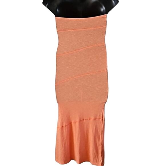 NWOT See You Next Tuesday Ribbed Cantaloupe Orange Midi Tube Dress Size Large - Picture 7 of 7